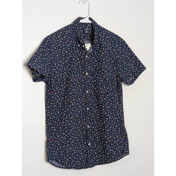 J.crew Flex Washed Blue Floral Print Slim Button Down Short Sleeve Men Size S - Picture 2 of 6